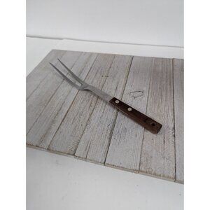 Vintage Household Stainless Steel Meat Fork 12" Wood Handle